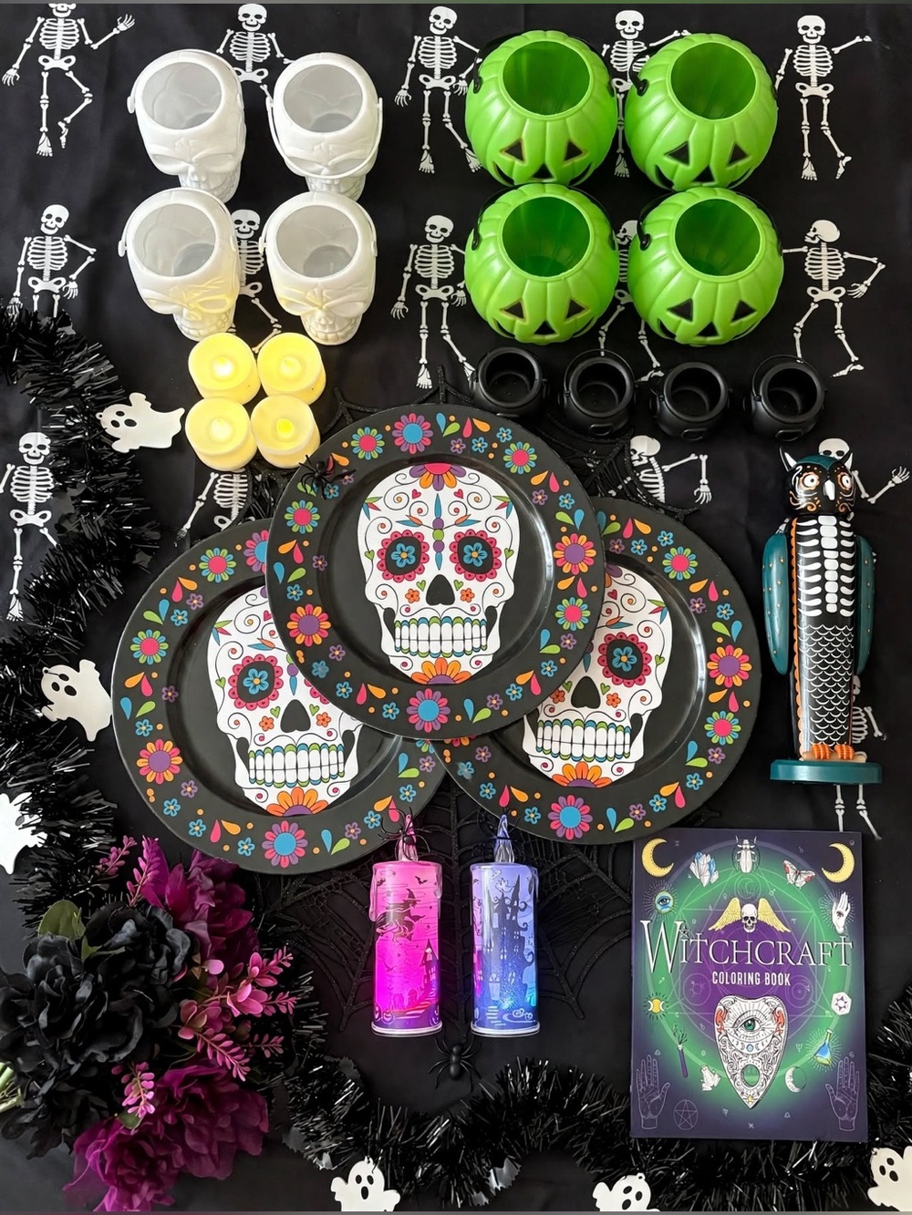Halloween Decor Lot 27 Pcs Sugar Skull Owl Nutcracker